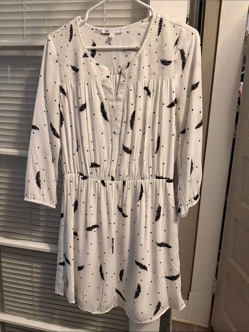 Nordstroms Rack-  Black Dot & Feather Print Dress
